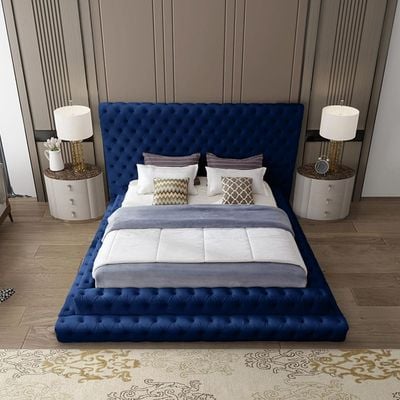 Meridian Hand Tufted Velvet 160X200 Queen Bed/ Blue