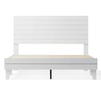 Shiplap White MDF Laminate Wood Panel Platform 160X200 Queen Bed 