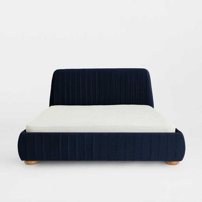 Victoria Channel Tufted 160X200 Queen Bed /Navy Blue