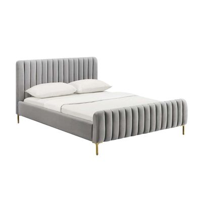 Angela Channel Tufted 160X200 Queen Bed /Grey