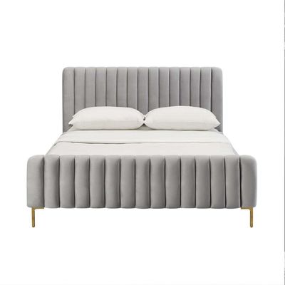 Angela Channel Tufted 160X200 Queen Bed /Grey