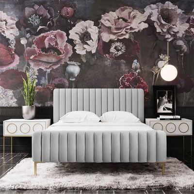 Angela Channel Tufted 160X200 Queen Bed /Grey