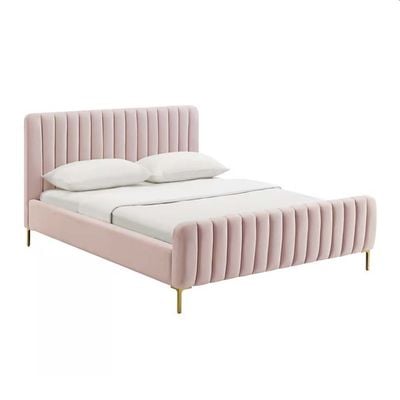 Angela Channel Tufted 160X200 Queen Bed/Pink