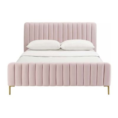 Angela Channel Tufted 160X200 Queen Bed/Pink