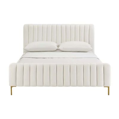 Angela Channel Tufted 160X200 Queen Bed /Cream