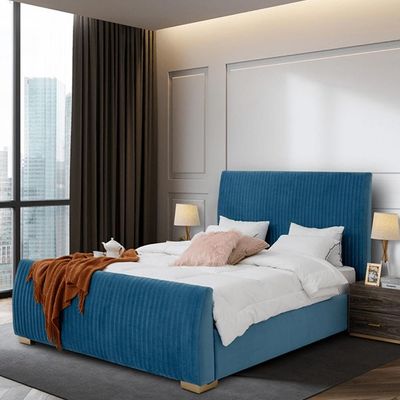 Harmony Plate Tufted 160X200 Queen Bed/Blue