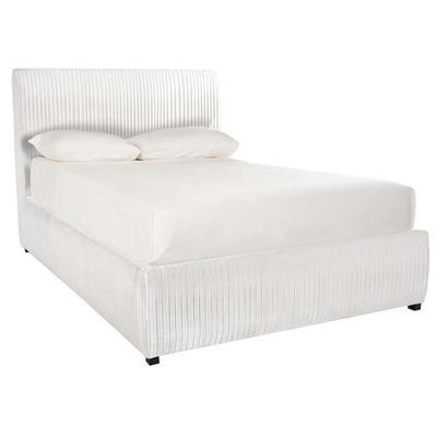 Hazel Pleated Velvet 160X200 Queen Bed/White