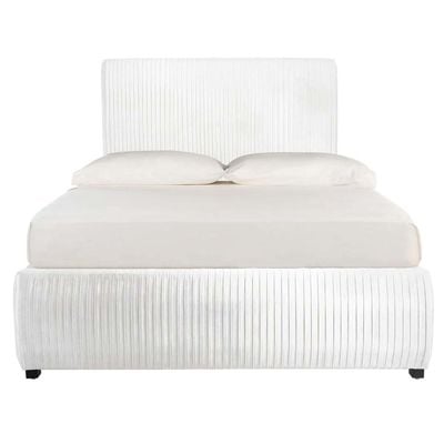 Hazel Pleated Velvet 160X200 Queen Bed/White