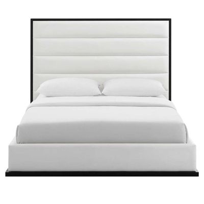 Ashland Faux Leather Platform 160X200 Queen Bed/White