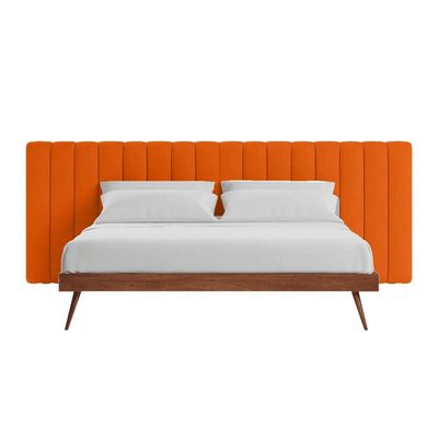 Megane Channel Tufted 160X200 Queen Bed /Orange