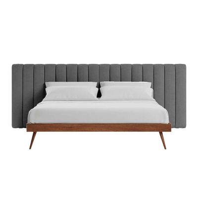 Megane Channel Tufted 160X200 Queen Bed /Grey