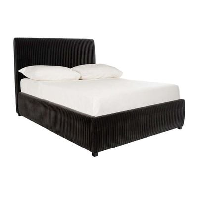 Hazel Pleated Velvet 160X200 Queen Bed/Black 