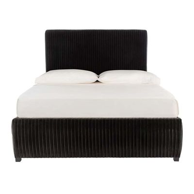 Hazel Pleated Velvet 160X200 Queen Bed/Black 