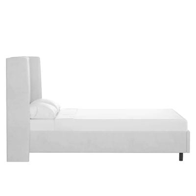 Goodrich Velvet Upholstered 160X200 Queen Bed/White 