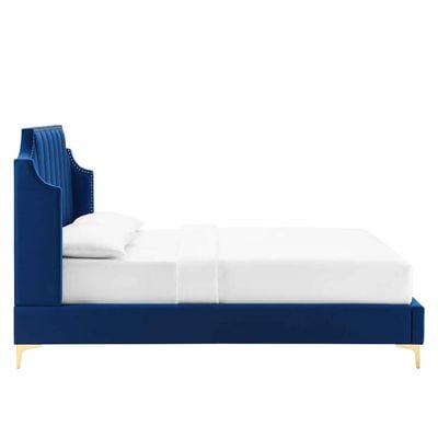 Daniella Channel Tufted 160X200 Queen Bed/Navy 