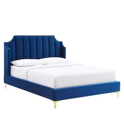 Daniella Channel Tufted 160X200 Queen Bed/Navy 