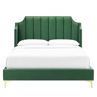 Daniella Channel Tufted 160X200 Queen Bed/Green 