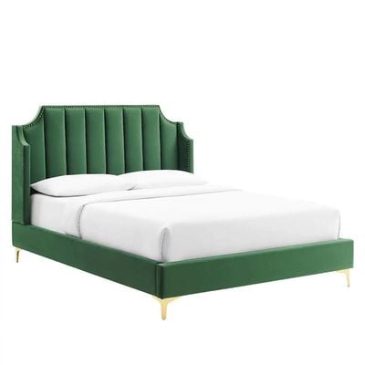 Daniella Channel Tufted 160X200 Queen Bed/Green 