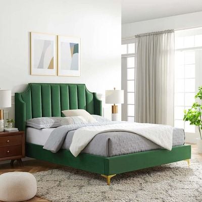 Daniella Channel Tufted 160X200 Queen Bed/Green 