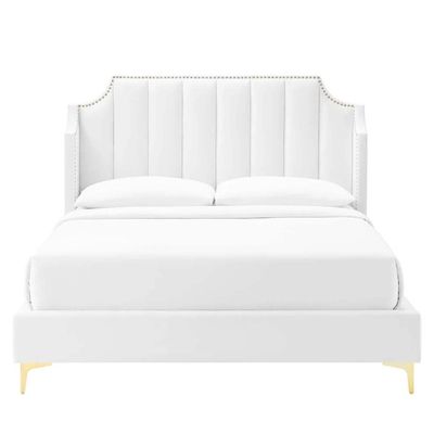 Daniella Channel Tufted 160X200 Queen Bed/White 