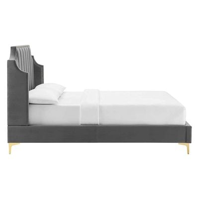 Daniella Channel Tufted 160X200 Queen Bed/Dark Grey 