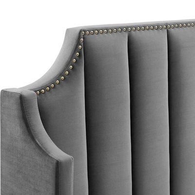 Daniella Channel Tufted 160X200 Queen Bed/Dark Grey 