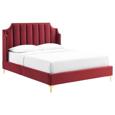 Daniella Channel Tufted 160X200 Queen Bed/Red 