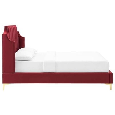 Daniella Channel Tufted 160X200 Queen Bed/Red 