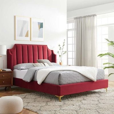 Daniella Channel Tufted 160X200 Queen Bed/Red 