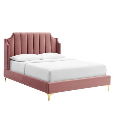 Daniella Channel Tufted 160X200 Queen Bed/Pink