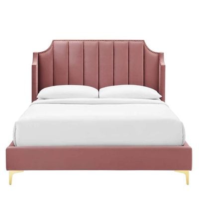 Daniella Channel Tufted 160X200 Queen Bed/Pink