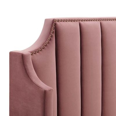 Daniella Channel Tufted 160X200 Queen Bed/Pink