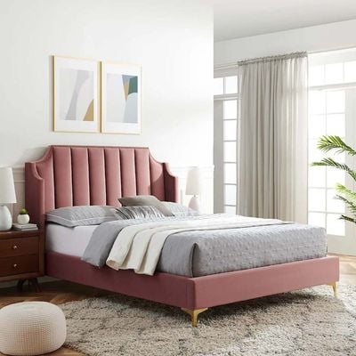 Daniella Channel Tufted 160X200 Queen Bed/Pink