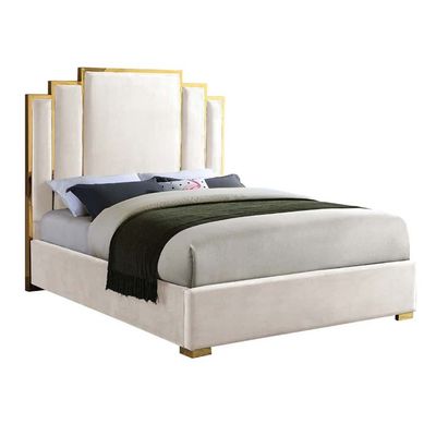 Harlen Velvet 160X200 Queen Bed /White