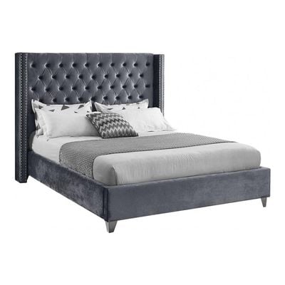 Aiden Velvet 160X200 Queen Bed/Grey 