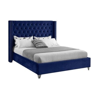 Aiden Velvet 160X200 Queen Bed/Navy Blue 