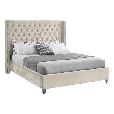 Aiden Velvet 160X200 Queen Bed/Beige 