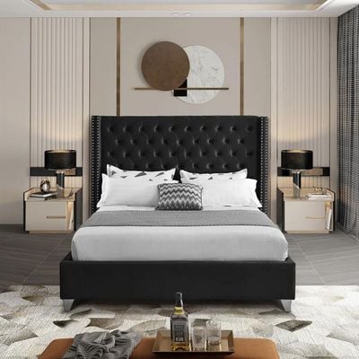 Aiden Velvet 160X200 Queen Bed/Black 