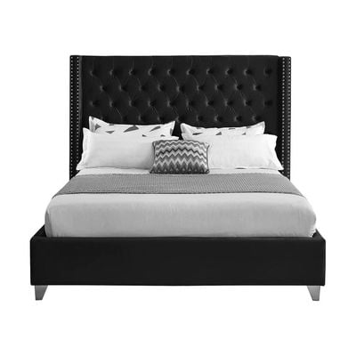 Aiden Velvet 160X200 Queen Bed/Black 