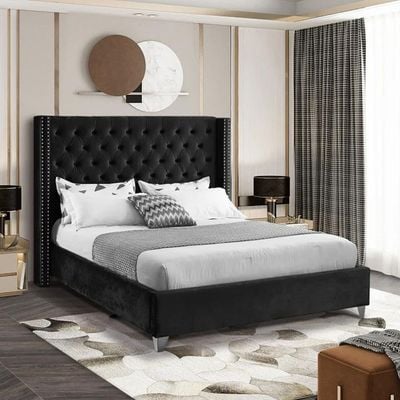 Aiden Velvet 160X200 Queen Bed/Black 