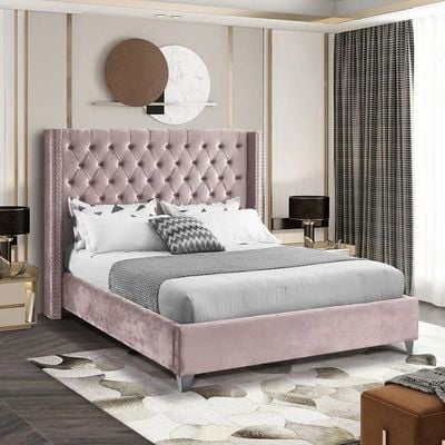 Aiden Velvet 160X200 Queen Bed/Pink 