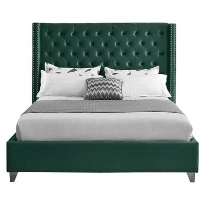 Aiden Velvet 160X200 Queen Bed/Green