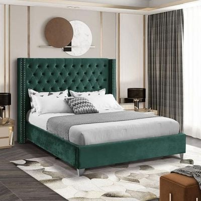 Aiden Velvet 160X200 Queen Bed/Green