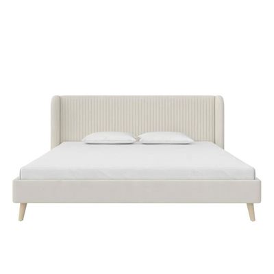 Holly Upholstered Platform 160X200 Queen Bed/Beige 