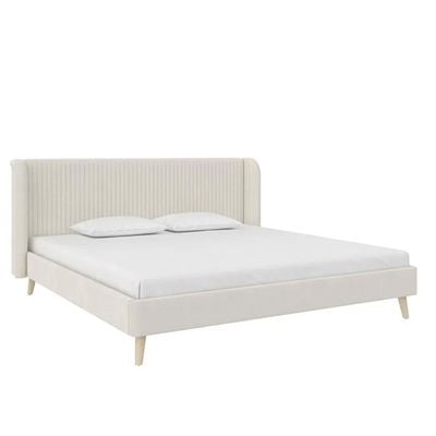 Holly Upholstered Platform 160X200 Queen Bed/Beige 