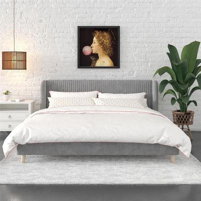 Holly Upholstered Platform 160X200 Queen Bed/Grey 