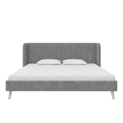 Holly Upholstered Platform 160X200 Queen Bed/Grey 