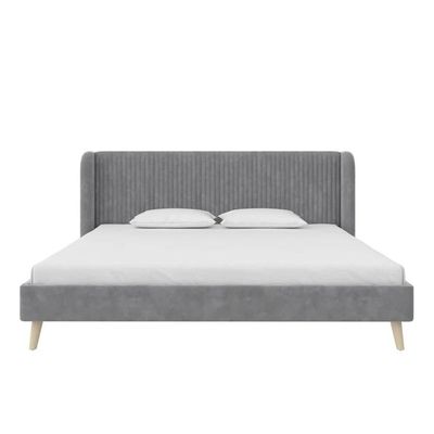 Holly Upholstered Platform 160X200 Queen Bed/Grey 