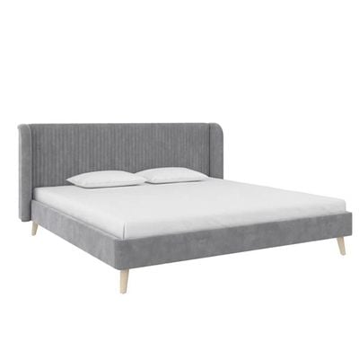 Holly Upholstered Platform 160X200 Queen Bed/Grey 