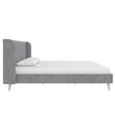 Holly Upholstered Platform 160X200 Queen Bed/Grey 